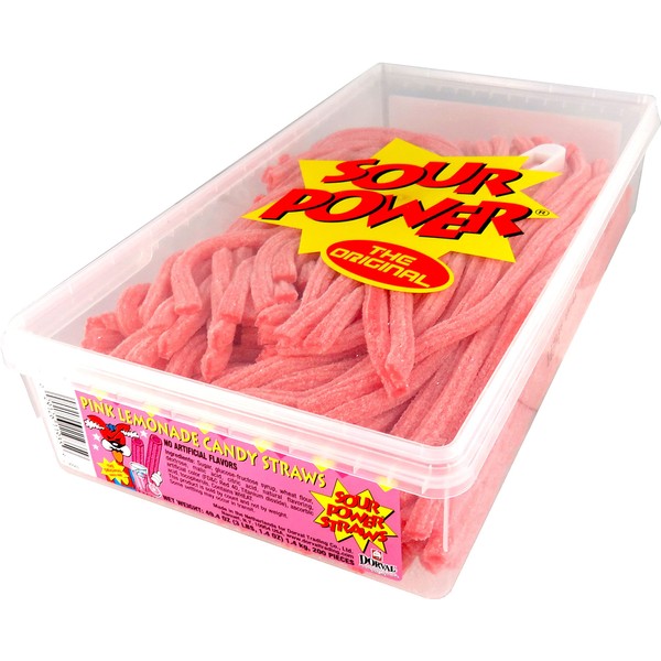 Sour Power Pink Lemonade Flavored Candy Straws, 49.4 Ounce