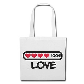 Reifen-Markt Tasche Umhängetasche 100% LIEBE - VALENTINSTAG - LIEBE - HOCHZEIT - VERLOBUNG Einkaufstasche Schulbeutel Turnbeutel in Weiß