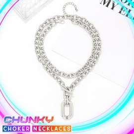 Fashband Chunky Choker Necklace Gold Thick Necklaces Punk Cuban Chain Jewelry Accessories for Women, Unit size, Pearl, No Gemstone