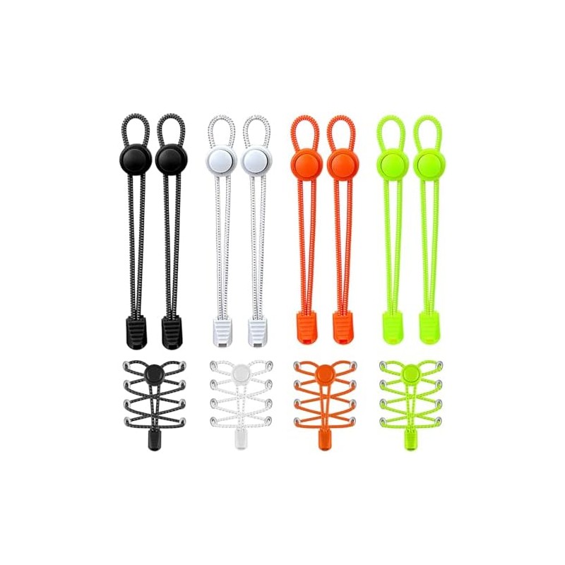 4 Pares Cordones Elasticos para Tenis, Agujetas Elasticas, Ajustables con