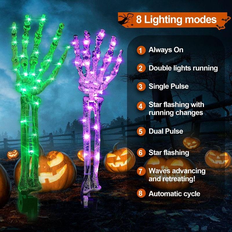 Zhaoray Solar Halloween Decorations,5Pack Skeleton Hands Halloween Pathway Lights -