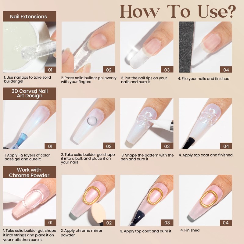 SUPWEE Solid Builder Gel for Nail Extension - 30g Clear