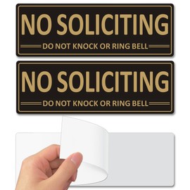 i-CowFun (2 Pack) Metal Self-Adhesive No Soliciting Sign for Front Door, 7.5" x 2.5" Heavy-duty No Soliciting Sign for House, Do Not Knock or Ring Bell, Aluminum, for Business, Home, Office, Window