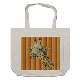 Ambesonne Giraffe Shopping Bag, Sketch Style Image Portrait of Hipster Animal Zoo Savannah Wildlife Themed, Eco-Friendly Reusable Bag for Groceries Beach and More, 15.5" X 14.5", Cream