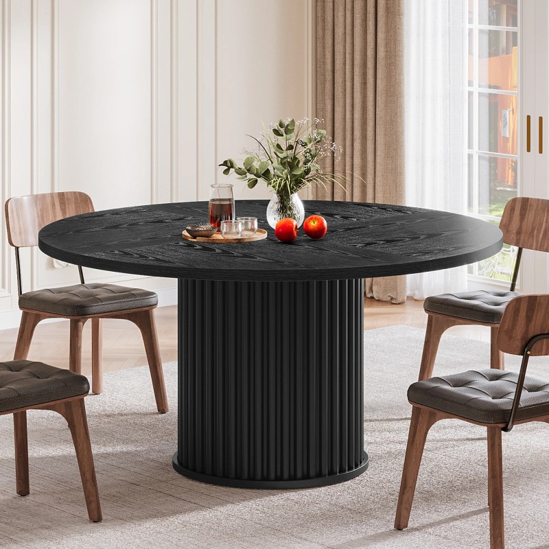 47" Round Kitchen Table for Small Space, Seats 4-6 with