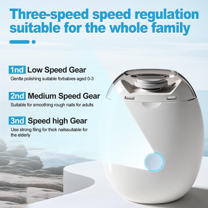 Automatic Electric Nail Clipper,3-Speed Quiet Nail Grinder with Nail Catcher,