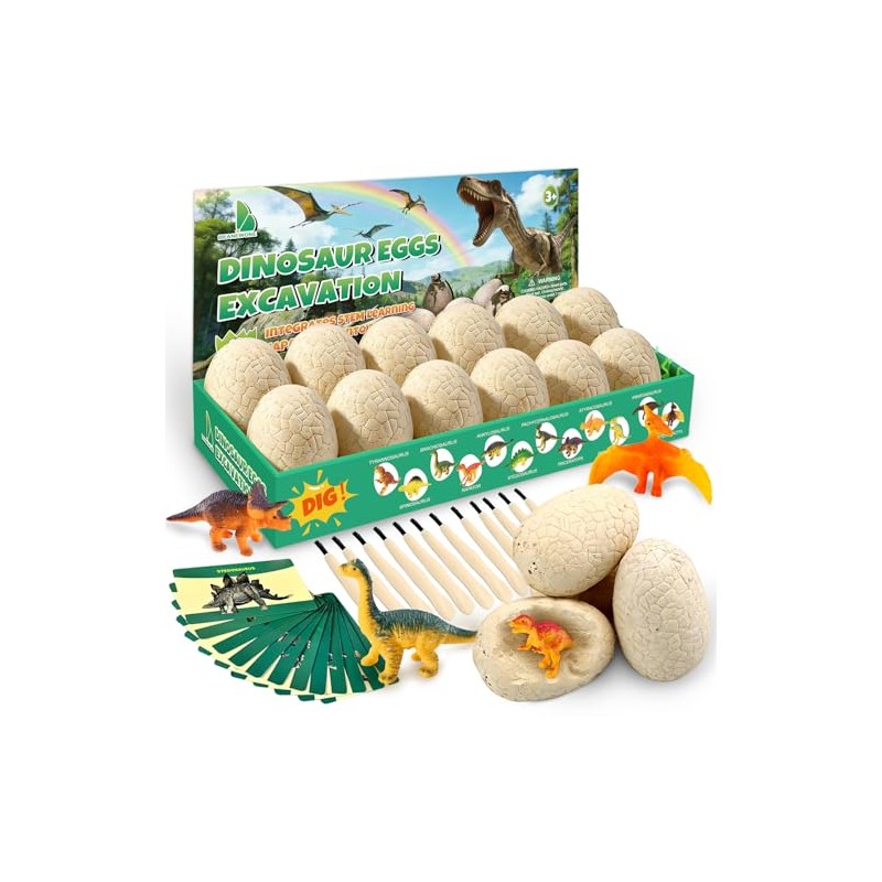 Dino Eggs Dig Kit, 12 Dinosaur Eggs & Unique Dinosaur