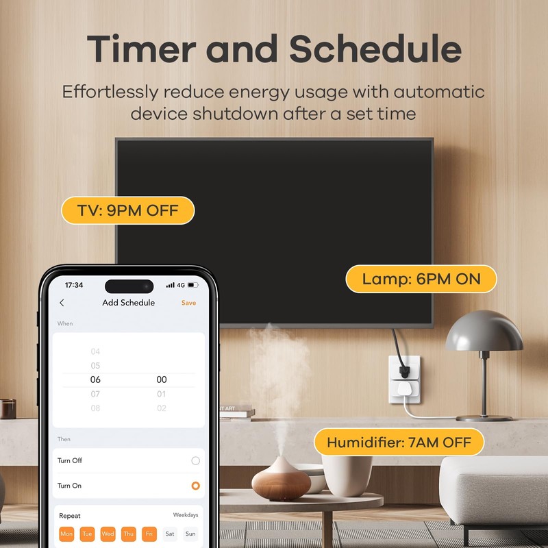 Linkind Matter Smart Plug, Work with Apple Home, Siri, Alexa,