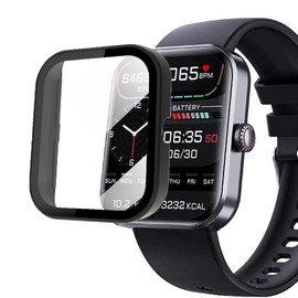 for F57l Smartwatch 1.91 Case,Tempered Glass Film Case Cover Compatible with BNGXR, Barn Eleven, BINGONE, Grewas, Soputry, Bysku, YunYe, Flashstar, Aobialen, LPSHGK, F57l Smart watch (Black)