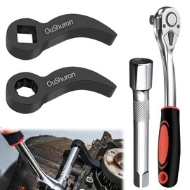 OuShuron 4 Pcs Ratchet Crowbar Adapter Set 3/8", 2 Pcs Pry Bar Wrench Adaptor Head & Ratchet Wrench, Adjustable Angle Crowbar Adapter Tool, Compact Pry Bar for Tight Spaces