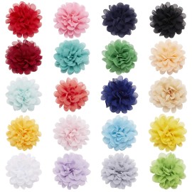 Lawie 20 Pack Silk Large 20 Colorful Chiffon Flower Hair Clips