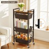 3 Tier Rolling Utility Cart with Drawer, Plastic Drawer Storage