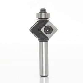 Sinoprotools Reversible Plate Chamfer Milling Cutter with 4-Sided Interchangeable Carbide (HW), Shaft 8 mm, Diameter 27 mm, Usable Length 12 mm, Angle 45°, with Ball Bearing.