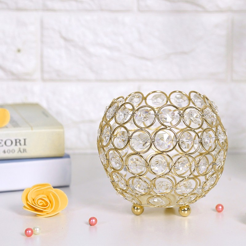 Crystal Tea Light Candle Holders Wedding Decor Table Centerpieces (Gold