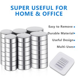 TRYMAG Small Magnets, 75Pcs Tiny Rare Earth Magnets, 3 Different Size, Strong Neodymium Magnets Round Refrigerator Magnets for Crafts, Whiteboard, Billboard, Hobbies, Office, Round Button Magnets