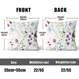 XPHZZL Cushion Covers Set of 2 Pack 55 x 55 cm - Soft Double Sided Garden Flower Floral Decorative Pillow Covers for Sofa Bed Garden Outdoor Spring Decor with Invisible Zipper 22 x 22 Inch-Purple