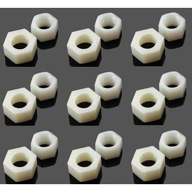 TERF® M10 Hex Hexagon Nut M10 (10mm) White Nylon Hex Full Nuts - Pack of 10
