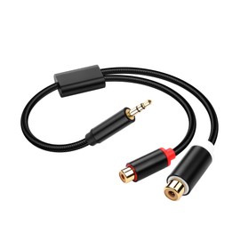 PNGKNYOCN 1/8" to 2 RCA Y Splitter Cord，3.5mm TRS Male to Dual RCA Female Aux Audio Adapter Nylon Braided Y Splitter Cable for Phone Speaker MP3 Tablet HDTV（0.3M）