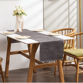 BALCONY & FALCON Table Runner Shiny Linen Look Table Decoration Suitable for Weddings, Birthday Parties, Christmas Dinners, Proms, Slate Grey, 35 x 180 cm