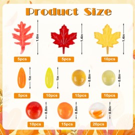 Fall Vase Filler 100 PCS Sensory Bin Filler Acrylic Autumn Leaves Corn Gems for Thanksgiving Table Decor, Preschool Counting and Thanksgiving Craft