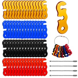 60 Pcs Aluminum Alloy Guyline Tensionerr with 4 Pcs Wire Rope Ring, Cord Tightener for Paracord, Tent Rope Tensioner for Tent Camping Backpacking (Multicolor)