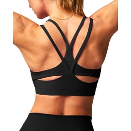 XUNYU Strappy Sports Bras for Women Supportive Workout Tank Tops with Built in Bra Padded Crop Yoga Top Y Back