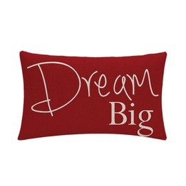 7COLORROOM Farmhouse Lumbar Pillow Covers Red Background Dream Big Inspirational Quotes Rectangular/Waist Cushion Covers Farmhouse Rustic Home Decor Pillowcase 12”×20”,for Housewarming Gifts (Red)