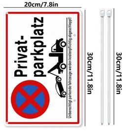 Private Parking Sign, Sign, Private Parking with Post Holder, Aluminium, 30 x 20 cm, Vehicles Will Be Towed Parking Signs Private Property
