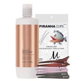 Blonde Me Developer 2% / 7 Vol 1 Liter and M Hair Designs Piranha Clips (Bundle)