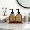 Glass Soap Dispenser Set with Wooden Tray, 13.5Oz Refillable Liquid