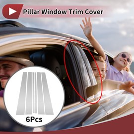 TUCKBOLD 6 Pcs Front Rear Left Right Car Door Pillar Window Trim for Ford Expedition 1997-2016 Plastic Chrome Silver Tone