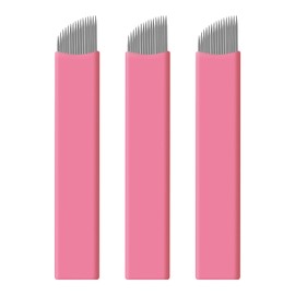 Pack of 50 Disposable Pink Microblading 0.15 mm Nano Needles Perfect for Hair Strokes Eyebrows Thinnest Needles on the Market (16 Slope)