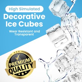 FEIQIAO Clear Fake Ice Cubes 220 PCS 0.4 Inch Plastic Ice Rock Diamond Crystals Square Fake Ice For Photography Props Home Decoration Vase Fillers Wedding Decoration (Plastic, 10mm)