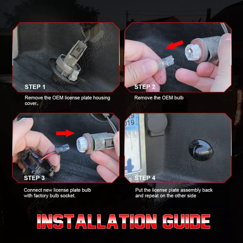 CHUSYYRAY 2pcs LED License Plate Light Tail Assembly Lamp For