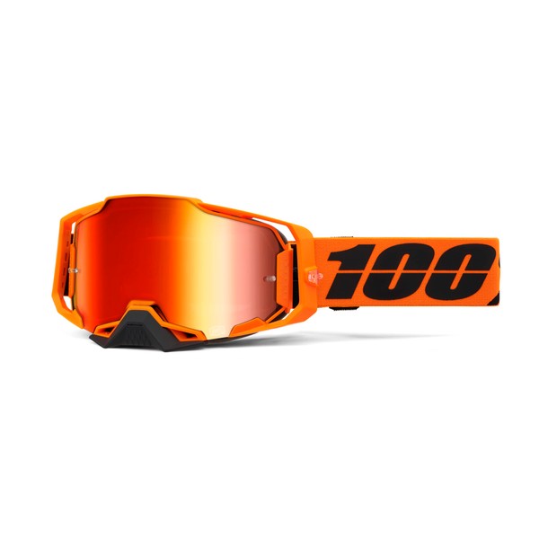 100% ARMEGA Goggle Motocross & Mountain Biking Goggles with Ultra HD Lens & Nose Guard (CW2 - Mirror Red Lens)