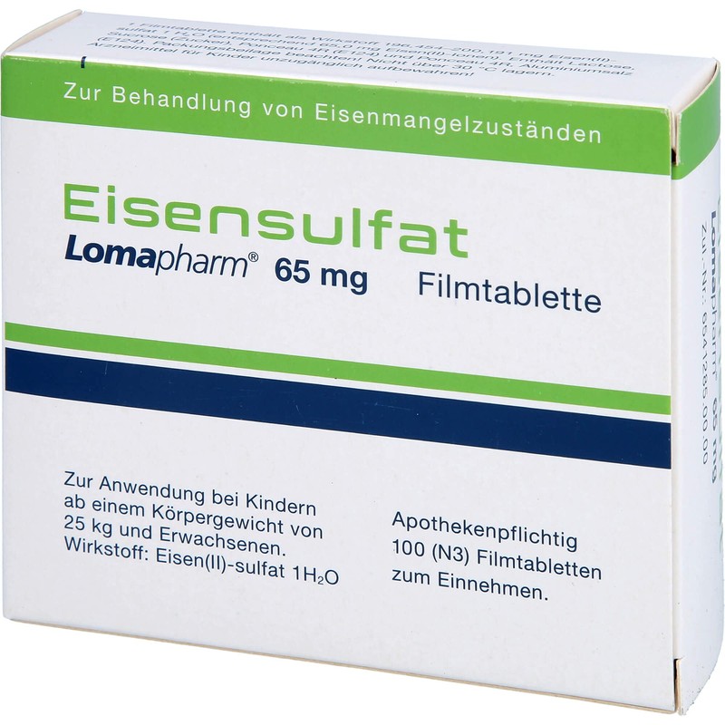 EISENSULFAT Lomapharm 65 mg Coated Tab, Pack of 100