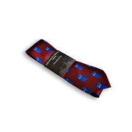 Frederick Thomas Burgundy tie with Doctor Who Tardis Phonebox design