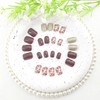 Fall Press on Nails Square False Nails Short Dark Brown