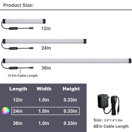 LAIFUNI Dimmable Under Cabinet Lighting, RGB LED Light Bar, RF Remote Control Lamp, Multicolor Under Counter Lights for Desk, Room, Cupboard, Hallway, Shelf, Closet (24 Inch)