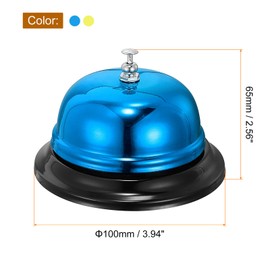 QUARKZMAN Pack of 2 Call Bell, 100 mm / 3.94 Inch Table Bell, Service Dinner Bell for Restaurant, Hotel, Kitchen, Bar, Party, Classroom (Blue + Gold)