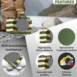 STSEETOP Camera Case for Canon EOS R - Protective Silicone DSLR Skin Cover, Detachable Cage, Shockproof, Dustproof (Camouflage)