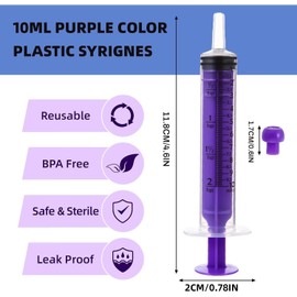 GUOSIYAO Feeding Syringe Plastic Syringes Set of 22 Disposable Syringes 10 ml Plastic Syringe with Sealing Cap Feeding Syringe Individually Packed for Kittens Puppies Small Pets Feeding Tool