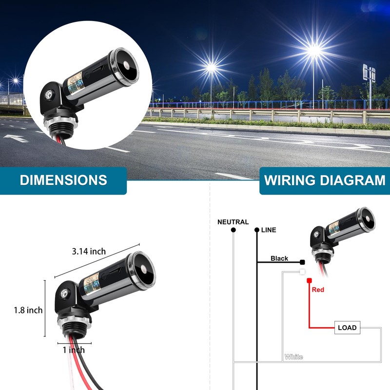 Outdoor Photocell Sensor, Dusk to Dawn Day Night Swivel Mount