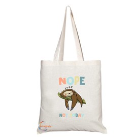 Coralgraph TB767 Nope Not Today Cute Sloth Lazy Novelty Present Gift Printed Eco-Friendly Stylish Long Handled Tote Shoulder Bag