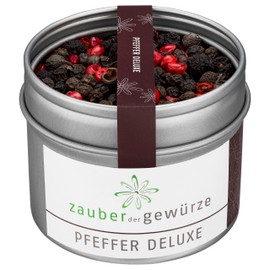 Zauber der Gewürze Deluxe Gourmet Pepper, Whole Peppercorns for the Mill or Mortar, Premium Quality in Resealable Aroma Tin, 55 g