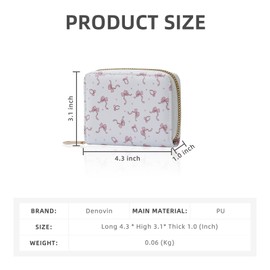 Denovin Denvin Small Wallet Women, Coin Purse, Credit Card Holder for Woman, Zipper Cute Coquettte Wallets Stuff with Bow (White Color and Pink Bow)