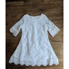 Flower Girl Dress, Lace Dress 3/4 Sleeve Dress (White, 5