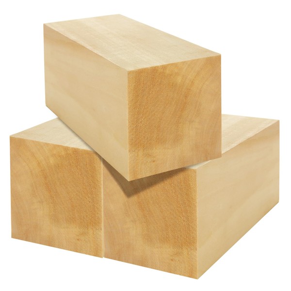 FVIEXE 3PCS Basswood Carving Blocks, 6x3x3 Inch Whittling Bass Wood