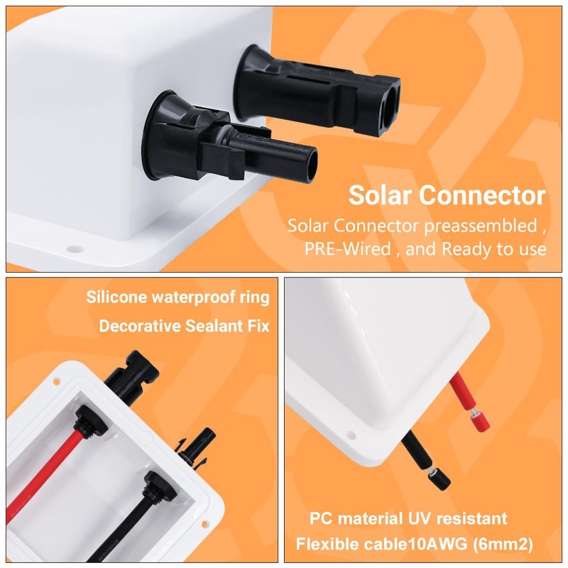 Roof Feed-Through Solar Double Cable Enclosure with 10 cm Copper