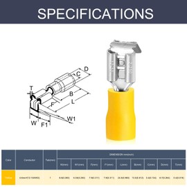 Chanzon 50pcs UL Listed Piggyback Connectors Wire Terminal - Yellow - 12-10AWG Piggy Back Splice Crimp Terminal Quick Disconnect